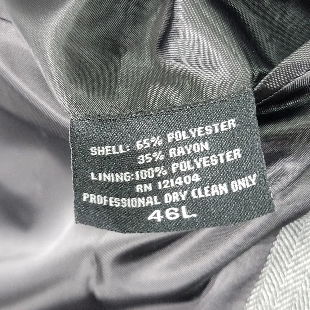 Joseph Feiss Men's Sport Coat Blazer Two Button‎ Gray Herringbone Poly Blend 46L